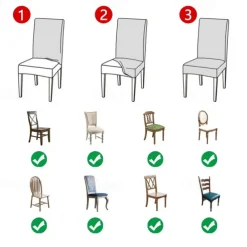 Stretch Spandex Dining Chair Cover 4/6 Pcs Set, Geometric Pattern High Back Dining Chair Cover Slipcover with Elastic Band for Dining Room,Wedding, Ceremony, Banquet,Home Decor