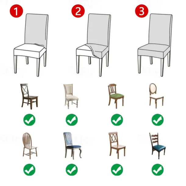 Stretch Spandex Dining Chair Cover 4/6 Pcs Set, Geometric Pattern High Back Dining Chair Cover Slipcover with Elastic Band for Dining Room,Wedding, Ceremony, Banquet,Home Decor