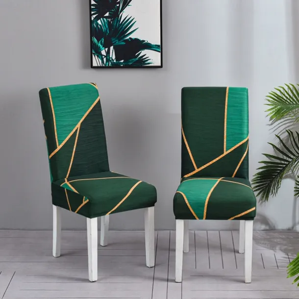 Stretch Spandex Dining Chair Cover 4/6 Pcs Set, Geometric Pattern High Back Dining Chair Cover Slipcover with Elastic Band for Dining Room,Wedding, Ceremony, Banquet,Home Decor