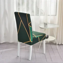 Stretch Spandex Dining Chair Cover 4/6 Pcs Set, Geometric Pattern High Back Dining Chair Cover Slipcover with Elastic Band for Dining Room,Wedding, Ceremony, Banquet,Home Decor