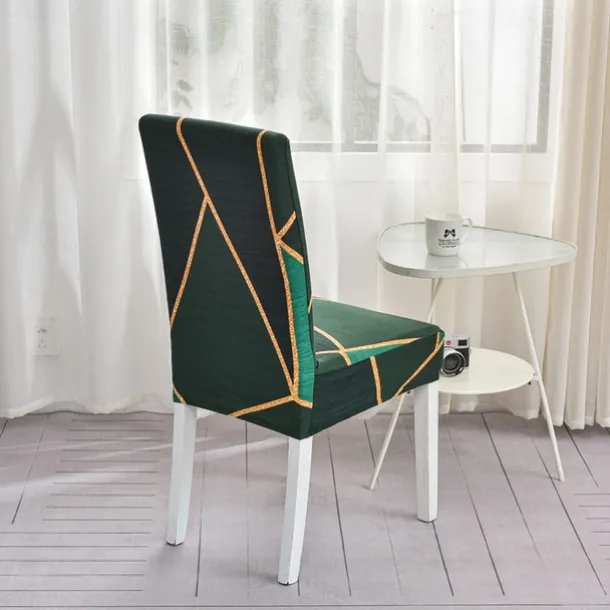 Stretch Spandex Dining Chair Cover 4/6 Pcs Set, Geometric Pattern High Back Dining Chair Cover Slipcover with Elastic Band for Dining Room,Wedding, Ceremony, Banquet,Home Decor