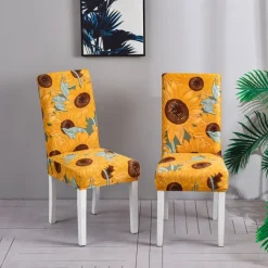 Stretch Spandex Dining Chair Cover 4/6 Pcs Set, Floral Printed Stretch High Back Dining Chair Cover Slipcover with Elastic Band for Dining Room,Wedding, Ceremony, Banquet,Home Decor