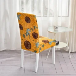 Stretch Spandex Dining Chair Cover 4/6 Pcs Set, Floral Printed Stretch High Back Dining Chair Cover Slipcover with Elastic Band for Dining Room,Wedding, Ceremony, Banquet,Home Decor