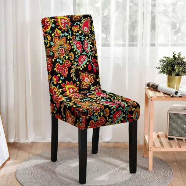Stretch Spandex Dining Chair Cover 1 Piece, Floral Printed Stretch Chair Protector Cover Seat Slipcover with Elastic Band for Dining Room,Wedding, Ceremony, Banquet,Home Decor