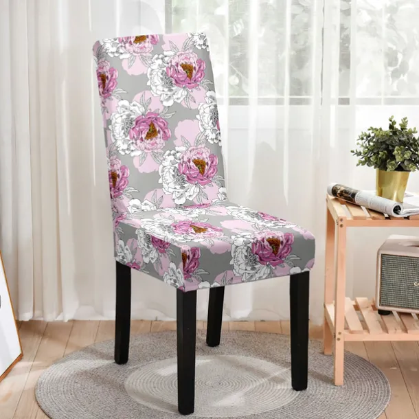 Stretch Spandex Dining Chair Cover 1 Piece, Floral Printed Stretch Chair Protector Cover Seat Slipcover with Elastic Band for Dining Room,Wedding, Ceremony, Banquet,Home Decor