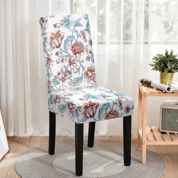 Stretch Spandex Dining Chair Cover 1 Piece, Floral Printed Stretch Chair Protector Cover Seat Slipcover with Elastic Band for Dining Room,Wedding, Ceremony, Banquet,Home Decor