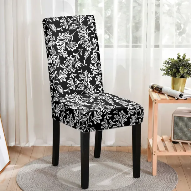 Stretch Spandex Dining Chair Cover 1 Piece, Floral Printed Stretch Chair Protector Cover Seat Slipcover with Elastic Band for Dining Room,Wedding, Ceremony, Banquet,Home Decor