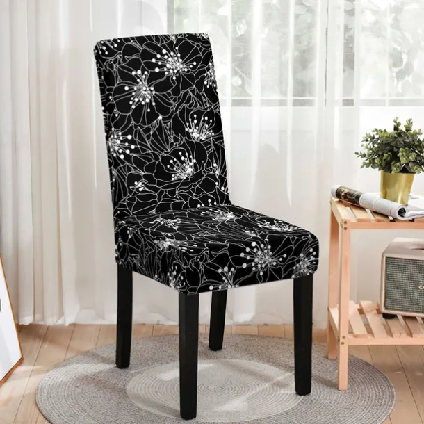 Stretch Spandex Dining Chair Cover 1 Piece, Floral Printed Stretch Chair Protector Cover Seat Slipcover with Elastic Band for Dining Room,Wedding, Ceremony, Banquet,Home Decor