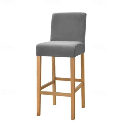 Stretch Velvet Bar Stool Cover Burgundy Counter Height Pub Chair Slipcover for Dining Room Cafe Non Slip with Elastic BottomThick Soft Style