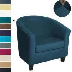 Stretch Velvet Club Chair Cover Barrel Chair Slipcover Elastic Armchair Single Sofa Cover Barrel Tub Chair for Cafe Hotel Coffee Shop Cross Border Soft Durable Washable