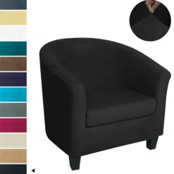 Stretch Velvet Club Chair Cover Barrel Chair Slipcover Elastic Armchair Single Sofa Cover Barrel Tub Chair for Cafe Hotel Coffee Shop Cross Border Soft Durable Washable