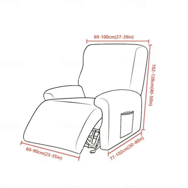 Stretch Velvet Recliner Couch Cover Burgundy , 4-Piece Soft Sofa Cover, Sofa Slipcover with Elastic Loop, Washable Furniture Protector for Kids, Pets, Dogs, Cats