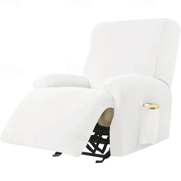 Stretch Velvet Recliner Couch Cover Burgundy , 4-Piece Soft Sofa Cover, Sofa Slipcover with Elastic Loop, Washable Furniture Protector for Kids, Pets, Dogs, Cats