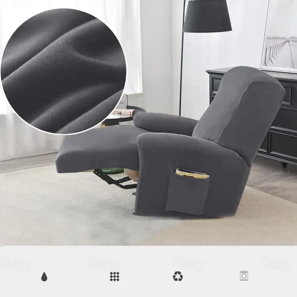 Stretch Velvet Recliner Couch Cover Burgundy , 4-Piece Soft Sofa Cover, Sofa Slipcover with Elastic Loop, Washable Furniture Protector for Kids, Pets, Dogs, Cats