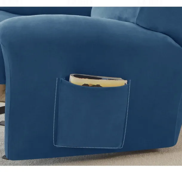 Stretch Velvet Recliner Couch Cover Burgundy , 4-Piece Soft Sofa Cover, Sofa Slipcover with Elastic Loop, Washable Furniture Protector for Kids, Pets, Dogs, Cats