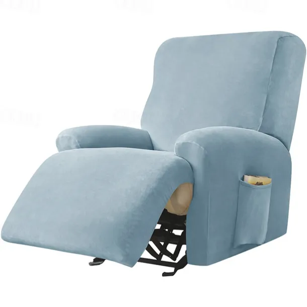 Stretch Velvet Recliner Couch Cover Burgundy , 4-Piece Soft Sofa Cover, Sofa Slipcover with Elastic Loop, Washable Furniture Protector for Kids, Pets, Dogs, Cats