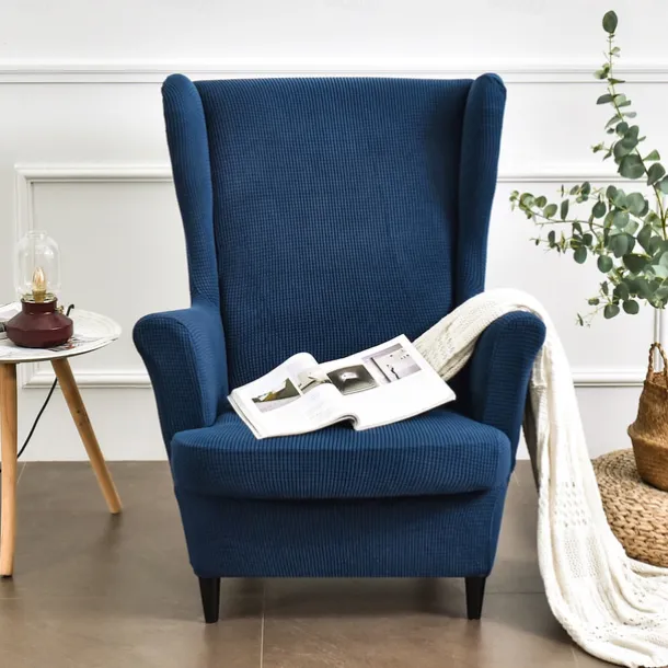 Stretch Wing Chair Slipcover with Seat Cover Spandex Sofa Covers Wingback Armchair Covers Solid Furniture Protector for Living Room Strandmon Chair Cover