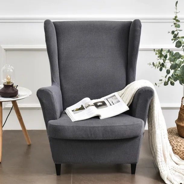Stretch Wing Chair Slipcover with Seat Cover Spandex Sofa Covers Wingback Armchair Covers Solid Furniture Protector for Living Room Strandmon Chair Cover