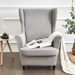 Stretch Wing Chair Slipcover with Seat Cover Spandex Sofa Covers Wingback Armchair Covers Solid Furniture Protector for Living Room Strandmon Chair Cover