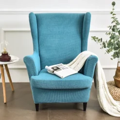 Stretch Wing Chair Slipcover with Seat Cover Spandex Sofa Covers Wingback Armchair Covers Solid Furniture Protector for Living Room Strandmon Chair Cover