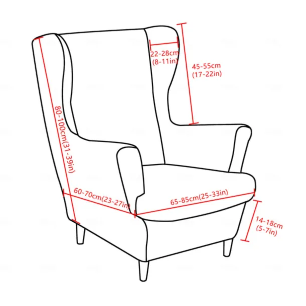 Stretch Wing Chair Slipcover with Seat Cover Spandex Sofa Covers Wingback Armchair Covers Solid Furniture Protector for Living Room Strandmon Chair Cover