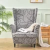 Stretch Wingback Chair Cover Armchair Slipcovers with Seat Cushion Cover Spandex Velvet Wingback Armchair Covers
