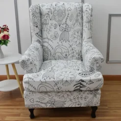 Stretch Wingback Chair Cover Wing Chair Slipcovers Spandex Fabric Wingback Armchair Covers with Seat Cushion Cover for Living Room Bedroom Decor