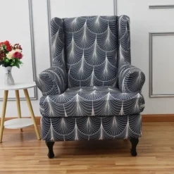Stretch Wingback Chair Cover Wing Chair Slipcovers Spandex Fabric Wingback Armchair Covers with Seat Cushion Cover for Living Room Bedroom Decor