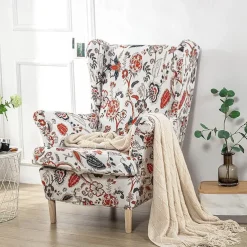 Stretch Wingback Chair Cover Wing Chair Slipcovers With Seat Cushion Cover Spandex Jacquard Wingback Armchair Covers