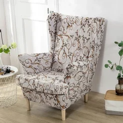 Stretch Wingback Chair Cover Wing Chair Slipcovers With Seat Cushion Cover Spandex Jacquard Wingback Armchair Covers