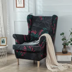 Stretch Wingback Chair Cover Wing Chair Slipcovers With Seat Cushion Cover Spandex Jacquard Wingback Armchair Covers