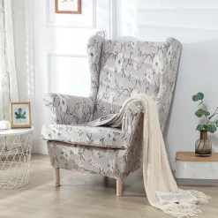 Stretch Wingback Chair Cover Wing Chair Slipcovers With Seat Cushion Cover Spandex Jacquard Wingback Armchair Covers