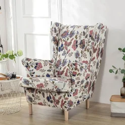 Stretch Wingback Chair Cover Wing Chair Slipcovers With Seat Cushion Cover Spandex Jacquard Wingback Armchair Covers