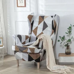 Stretch Wingback Chair Cover Wing Chair Slipcovers With Seat Cushion Cover Spandex Jacquard Wingback Armchair Covers
