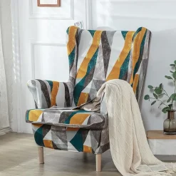Stretch Wingback Chair Cover Wing Chair Slipcovers With Seat Cushion Cover Spandex Jacquard Wingback Armchair Covers