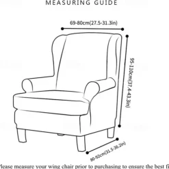 Stretch Wingback Chair Cover Wing Chair Slipcovers With Seat Cushion Cover Spandex Jacquard Wingback Armchair Covers