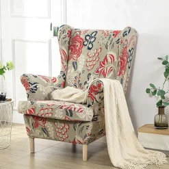 Stretch Wingback Chair Cover Wing Chair Slipcovers With Seat Cushion Cover Spandex Jacquard Wingback Armchair Covers