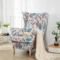 Stretch Wingback Chair Cover Wing Chair Slipcovers With Seat Cushion Cover Spandex Jacquard Wingback Armchair Covers