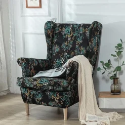 Stretch Wingback Chair Cover Wing Chair Slipcovers With Seat Cushion Cover Spandex Jacquard Wingback Armchair Covers