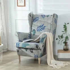 Stretch Wingback Chair Cover Wing Chair Slipcovers With Seat Cushion Cover Spandex Jacquard Wingback Armchair Covers
