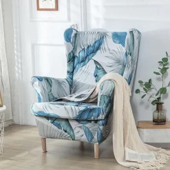 Stretch Wingback Chair Cover Wing Chair Slipcovers With Seat Cushion Cover Spandex Jacquard Wingback Armchair Covers