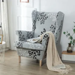 Stretch Wingback Chair Cover Wing Chair Slipcovers With Seat Cushion Cover Spandex Jacquard Wingback Armchair Covers