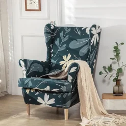 Stretch Wingback Chair Cover Wing Chair Slipcovers With Seat Cushion Cover Spandex Jacquard Wingback Armchair Covers