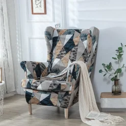 Stretch Wingback Chair Cover Wing Chair Slipcovers With Seat Cushion Cover Spandex Jacquard Wingback Armchair Covers