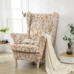 Stretch Wingback Chair Cover Wing Chair Slipcovers With Seat Cushion Cover Spandex Jacquard Wingback Armchair Covers