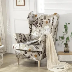 Stretch Wingback Chair Cover Wing Chair Slipcovers With Seat Cushion Cover Spandex Jacquard Wingback Armchair Covers