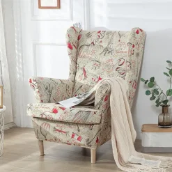 Stretch Wingback Chair Cover Wing Chair Slipcovers With Seat Cushion Cover Spandex Jacquard Wingback Armchair Covers