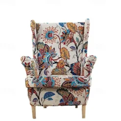 Stretch Wingback Chair Cover Wing Chair Slipcovers With Seat Cushion Cover Spandex Jacquard Wingback Armchair Covers