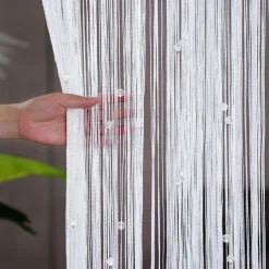 String Curtain Doorway Curtain Tassels Beaded Curatin, Boho Macrame Sliding Door Curtain Wedding Tapestry Decoration, Room Divider for Pergola Outdoor Patio