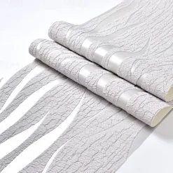 Strip Wallpaper Damask Wall Covering Sticker Film Flocking Non Woven Adhesive required Home Décor 1000x53cm/393.7x20.87inch